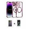 MARSİLYAN™- iPhone 13 Pro Max Kılıf Pusula Form - Şeffaf 360 Full Body Arka Koruyucu + Neon Fosforlu Kamera Lens - YL