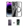 MARSİLYAN™- iPhone 13 Pro Max Kılıf Pusula Form - Şeffaf 360 Full Body Arka Koruyucu + Neon Fosforlu Kamera Lens - BZ