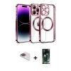 MARSİLYAN™- iPhone 13 Pro Max Kılıf Pusula Form - Şeffaf 360 Full Body Arka Koruyucu + Pers Alüminyum Kamera Lens - GI