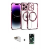 MARSİLYAN™- iPhone 13 Pro Max Kılıf Pusula Form - Şeffaf 360 Full Body Arka Koruyucu + Pers Alüminyum Kamera Lens - GD