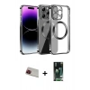 MARSİLYAN™- iPhone 13 Pro Max Kılıf Pusula Form - Şeffaf 360 Full Body Arka Koruyucu + Rainbow Kamera Lens Koruma Cam - KI