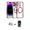 MARSİLYAN™- iPhone 13 Pro Max Kılıf Pusula Form - Şeffaf 360 Full Body Arka Koruyucu + Rainbow Kamera Lens Koruma Cam - BZ