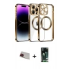 MARSİLYAN™- iPhone 13 Pro Max Kılıf Pusula Form - Şeffaf 360 Full Body Arka Koruyucu + Rainbow Kamera Lens Koruma Cam - KI