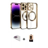 MARSİLYAN™- iPhone 13 Pro Max Kılıf Pusula Form - Şeffaf Maxco Cam Ekran Koruyucu + Pers Alüminyum Kamera Lens - GI