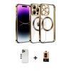 MARSİLYAN™- iPhone 13 Pro Max Kılıf Pusula Form - Şeffaf Maxco Cam Ekran Koruyucu + Shine Kamera Lens - GD