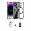 MARSİLYAN™- iPhone 13 Pro Max Kılıf Pusula Form - Şeffaf Maxco Cam Ekran Koruyucu + Shine Kamera Lens - GD
