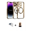 MARSİLYAN™- iPhone 13 Pro Max Kılıf Pusula Form - Şeffaf Maxco Cam Ekran Koruyucu + Lacivert Pers Alüminyum Kamera Lens