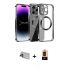 MARSİLYAN™- iPhone 13 Pro Max Kılıf Pusula Form - Şeffaf Maxco Cam Ekran Koruyucu + Rainbow Kamera Lens Koruma Cam - MR
