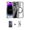 MARSİLYAN™- iPhone 13 Pro Max Kılıf Pusula Form - Şeffaf Pasifik Cam Ekran Koruyucu + Neon Fosforlu Kamera Lens - MI
