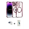 MARSİLYAN™- iPhone 13 Pro Max Kılıf Pusula Form - Şeffaf Pasifik Cam Ekran Koruyucu + Pers Alüminyum Kamera Lens - LT