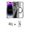 MARSİLYAN™- iPhone 13 Pro Max Kılıf Pusula Form - Şeffaf Pasifik Cam Ekran Koruyucu + Rainbow Kamera Lens Koruma Cam - REGD