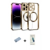 MARSİLYAN™- iPhone 13 Pro Max Kılıf Pusula Form - Şeffaf Pasifik Cam Ekran Koruyucu + Shine Kamera Lens Koruma Cam - MI