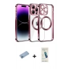 MARSİLYAN™- iPhone 13 Pro Max Kılıf Pusula Form - Şeffaf Pasifik Cam Ekran Koruyucu + Shine Kamera Lens Koruma Cam - MI