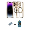 MARSİLYAN™- iPhone 13 Pro Max Kılıf Pusula Form - Siyah 18D Cam Ekran Koruyucu + Shine Kamera Lens Koruma Cam - GI