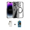 MARSİLYAN™- iPhone 13 Pro Max Kılıf Pusula Form - Siyah 18D Cam Ekran Koruyucu + Shine Kamera Lens - GD
