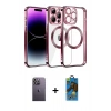 MARSİLYAN™- iPhone 13 Pro Max Kılıf Pusula Form - Siyah 18D Cam Ekran Koruyucu + Neon Fosforlu Kamera Lens - BZ