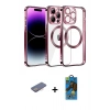 MARSİLYAN™- iPhone 13 Pro Max Kılıf Pusula Form - Siyah 18D Cam Ekran Koruyucu + Renkli Kamera Lens Koruma Cam - PE