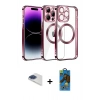 MARSİLYAN™- iPhone 13 Pro Max Kılıf Pusula Form - Siyah 18D Cam Ekran Koruyucu + Pers Alüminyum Kamera Lens - LT