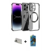 MARSİLYAN™- iPhone 13 Pro Max Kılıf Pusula Form - Siyah 18D Cam Ekran Koruyucu + Rainbow Kamera Lens Koruma Cam - BZ