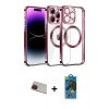 MARSİLYAN™- iPhone 13 Pro Max Kılıf Pusula Form - Siyah 18D Cam Ekran Koruyucu + Rainbow Kamera Lens Koruma Cam - KI