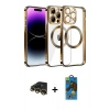 MARSİLYAN™- iPhone 13 Pro Max Kılıf Pusula Form - Siyah 18D Cam Ekran Koruyucu + Raze Metal Kamera Lens - GD