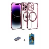 MARSİLYAN™- iPhone 13 Pro Max Kılıf Pusula Form - Siyah 18D Cam Ekran Koruyucu + Renkli Kamera Lens Koruma Cam - TU
