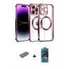 MARSİLYAN™- iPhone 13 Pro Max Kılıf Pusula Form - Siyah 18D Cam Ekran Koruyucu + Renkli Kamera Lens Koruma Cam - MI