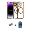 MARSİLYAN™- iPhone 13 Pro Max Kılıf Pusula Form - Siyah 18D Cam Ekran Koruyucu + Renkli Kamera Lens Koruma Cam - MI