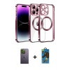 MARSİLYAN™- iPhone 13 Pro Max Kılıf Pusula Form - Siyah 18D Cam Ekran Koruyucu + Neon Fosforlu Kamera Lens - YL