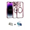 MARSİLYAN™- iPhone 13 Pro Max Kılıf Pusula Form - Siyah 3D Antistatik Cam Ekran Koruyucu + Rainbow Kamera Lens Koruma Cam - REGD