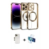 MARSİLYAN™- iPhone 13 Pro Max Kılıf Pusula Form - Siyah 3D Antistatik Cam Ekran Koruyucu + Shine Kamera Lens - GD