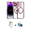 MARSİLYAN™- iPhone 13 Pro Max Kılıf Pusula Form - Siyah 3D Antistatik Cam Ekran Koruyucu + Shine Kamera Lens - GD