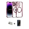 MARSİLYAN™- iPhone 13 Pro Max Kılıf Pusula Form - Siyah 3D Antistatik Hayalet Cam Ekran Koruyucu + Rainbow Kamera Lens Koruma Cam - BZ