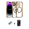 MARSİLYAN™- iPhone 13 Pro Max Kılıf Pusula Form - Siyah 3D Antistatik Hayalet Cam Ekran Koruyucu + Shine Kamera Lens Koruma Cam - GI