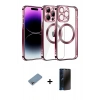 MARSİLYAN™- iPhone 13 Pro Max Kılıf Pusula Form - Siyah 3D Antistatik Hayalet Cam Ekran Koruyucu + Shine Kamera Lens Koruma Cam - GI