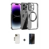 MARSİLYAN™- iPhone 13 Pro Max Kılıf Pusula Form - Siyah 3D Antistatik Hayalet Cam Ekran Koruyucu + Shine Kamera Lens - GD