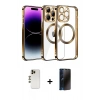 MARSİLYAN™- iPhone 13 Pro Max Kılıf Pusula Form - Siyah 3D Antistatik Hayalet Cam Ekran Koruyucu + Shine Kamera Lens - GD