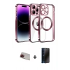 MARSİLYAN™- iPhone 13 Pro Max Kılıf Pusula Form - Siyah 3D Antistatik Hayalet Cam Ekran Koruyucu + Rainbow Kamera Lens Koruma Cam - KI