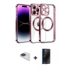 MARSİLYAN™- iPhone 13 Pro Max Kılıf Pusula Form - Siyah 3D Antistatik Hayalet Cam Ekran Koruyucu + Pers Alüminyum Kamera Lens - LT