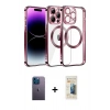 MARSİLYAN™- iPhone 13 Pro Max Kılıf Pusula Form - Siyah 6D Mat Seramik Hayalet Nano Ekran Koruyucu + Neon Fosforlu Kamera Lens - MI
