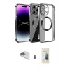 MARSİLYAN™- iPhone 13 Pro Max Kılıf Pusula Form - Siyah 6D Mat Seramik Hayalet Nano Ekran Koruyucu + Pers Alüminyum Kamera Lens - SABE
