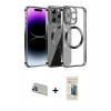 MARSİLYAN™- iPhone 13 Pro Max Kılıf Pusula Form - Siyah 6D Mat Seramik Hayalet Nano Ekran Koruyucu + Rainbow Kamera Lens Koruma Cam - MR