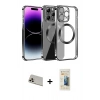 MARSİLYAN™- iPhone 13 Pro Max Kılıf Pusula Form - Siyah 6D Mat Seramik Hayalet Nano Ekran Koruyucu + Rainbow Kamera Lens Koruma Cam - REGD