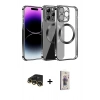 MARSİLYAN™- iPhone 13 Pro Max Kılıf Pusula Form - Siyah Bilvis 3D Cam Ekran Koruyucu + Raze Metal Kamera Lens - GD