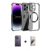 MARSİLYAN™- iPhone 13 Pro Max Kılıf Pusula Form - Siyah Bilvis 3D Mat Cam Ekran Koruyucu + Neon Fosforlu Kamera Lens - BZ