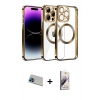 MARSİLYAN™- iPhone 13 Pro Max Kılıf Pusula Form - Siyah Bilvis 3D Mat Cam Ekran Koruyucu + Rainbow Kamera Lens Koruma Cam - MI