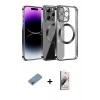MARSİLYAN™- iPhone 13 Pro Max Kılıf Pusula Form - Siyah Bilvis 3D Mat Cam Ekran Koruyucu + Shine Kamera Lens Koruma Cam - GI