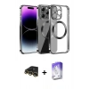 MARSİLYAN™- iPhone 13 Pro Max Kılıf Pusula Form - Siyah Bilvis 5in1 3D Magic Cam Ekran Koruyucu + Gold Raze Metal Kamera Lens
