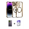 MARSİLYAN™- iPhone 13 Pro Max Kılıf Pusula Form - Siyah Bilvis 5in1 3D Magic Cam Ekran Koruyucu + Neon Fosforlu Kamera Lens - YL
