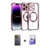 MARSİLYAN™- iPhone 13 Pro Max Kılıf Pusula Form - Siyah Bilvis 5in1 5D Magic Hayalet Cam Ekran Koruyucu + Neon Fosforlu Kamera Lens - YL
